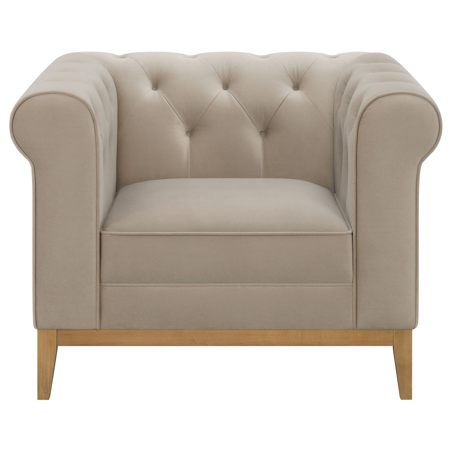 Sandrine Button Tufted Tuxedo Arms Sofa Camel