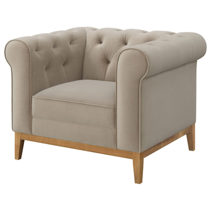 Sandrine Button Tufted Tuxedo Arms Sofa Camel