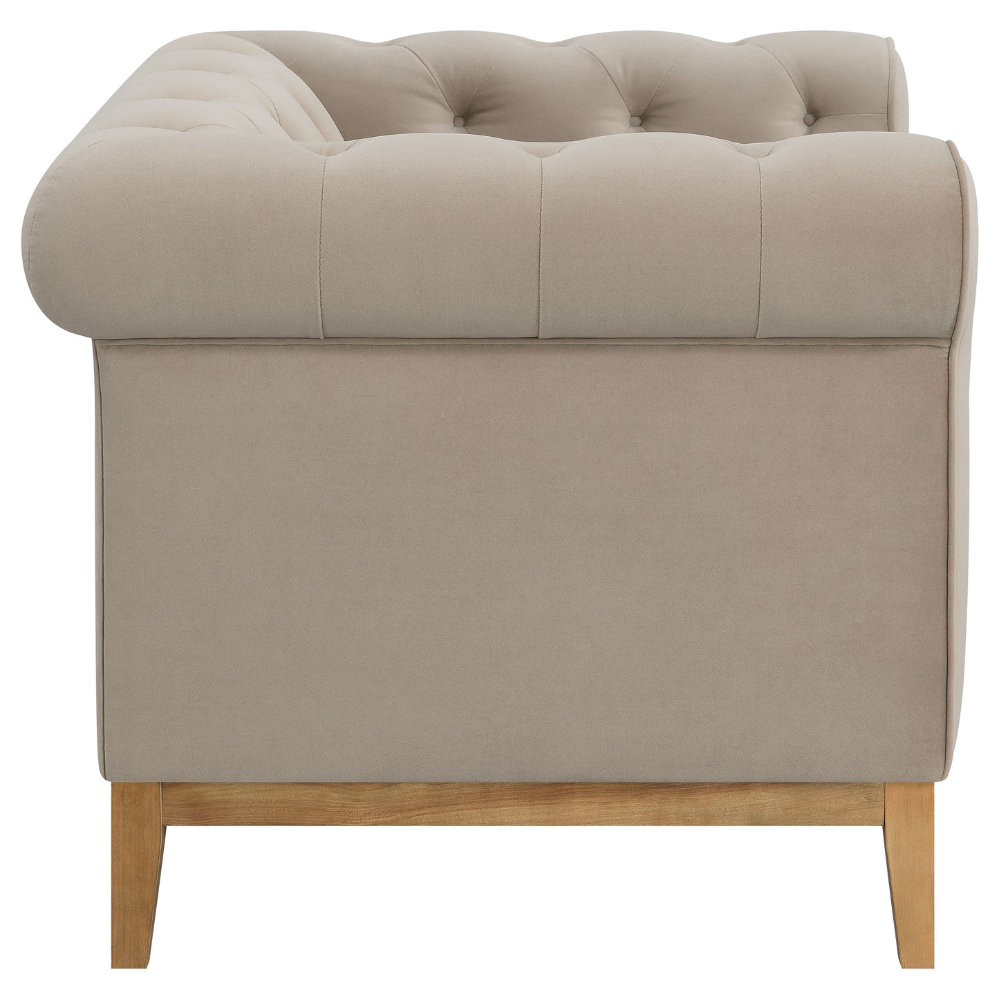 Sandrine Button Tufted Tuxedo Arms Sofa Camel