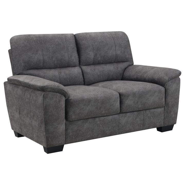 Hartsook Upholstered Pillow Top Arm Loveseat Charcoal Grey