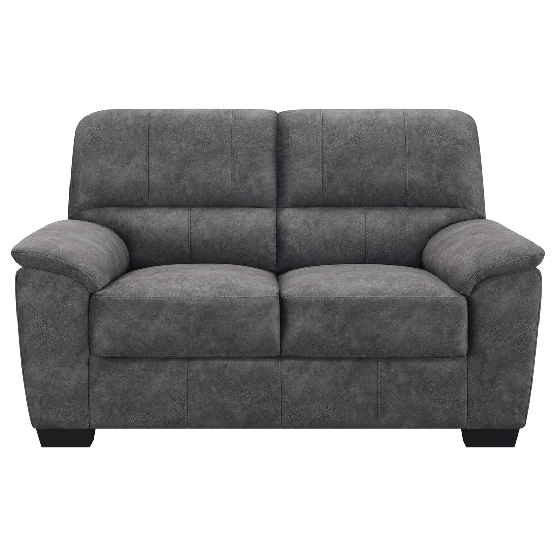 Hartsook Upholstered Pillow Top Arm Loveseat Charcoal Grey