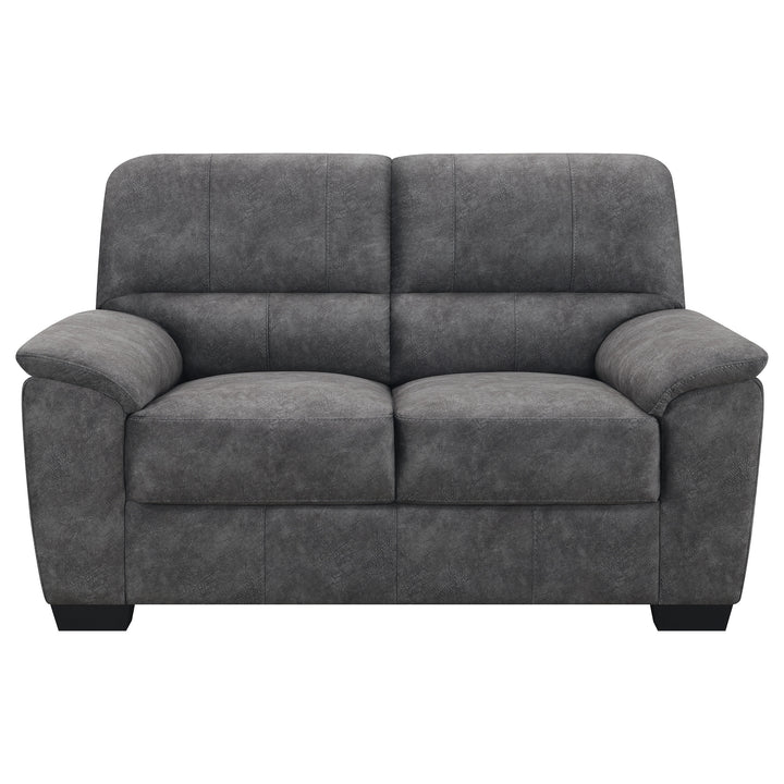 Hartsook Upholstered Pillow Top Arm Loveseat Charcoal Grey