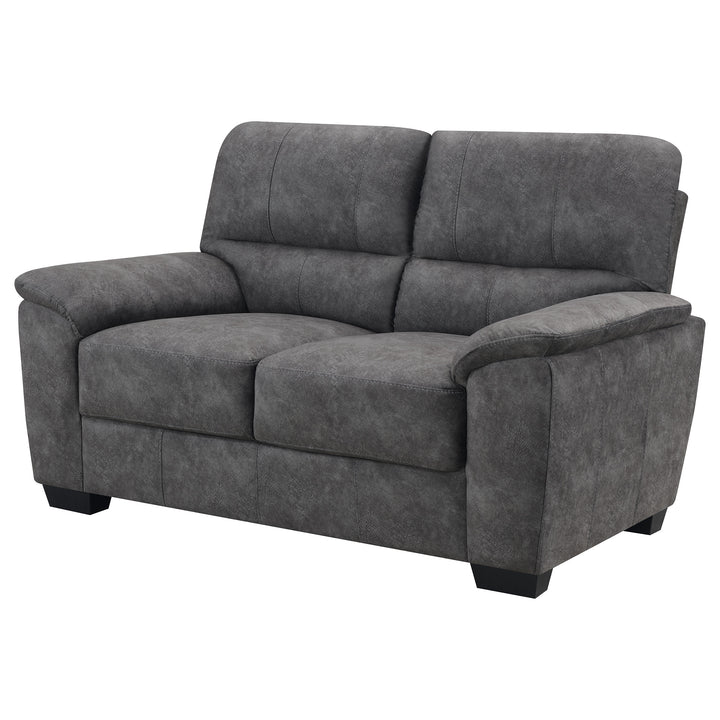 Hartsook Upholstered Pillow Top Arm Loveseat Charcoal Grey