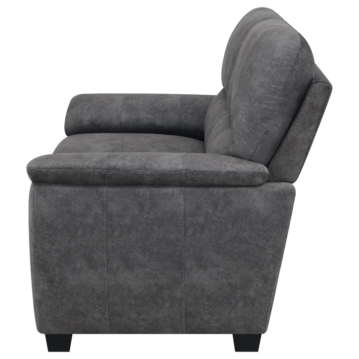 Hartsook Upholstered Pillow Top Arm Loveseat Charcoal Grey