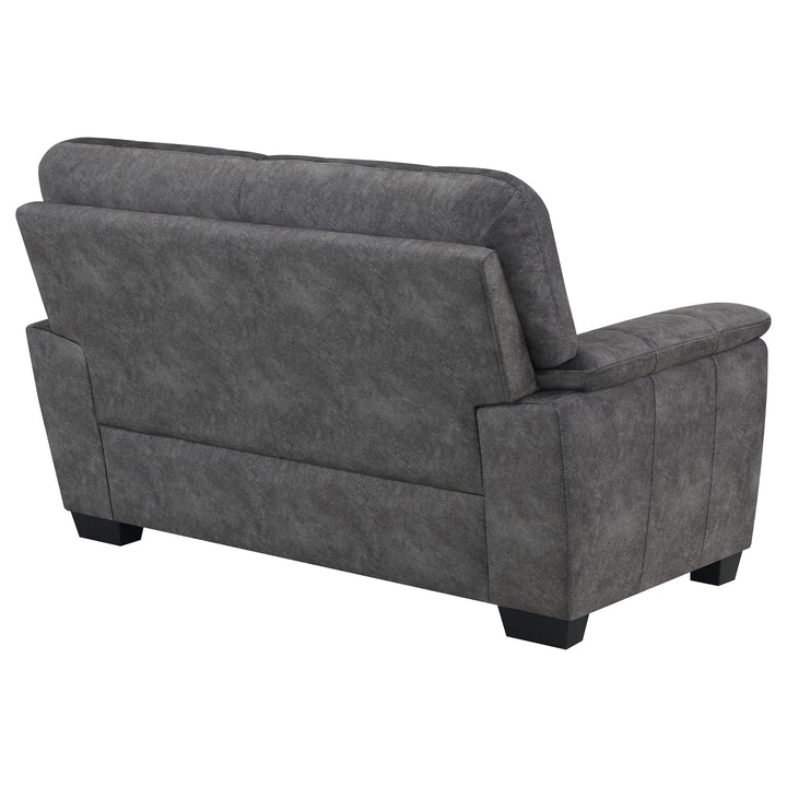 Hartsook Upholstered Pillow Top Arm Loveseat Charcoal Grey