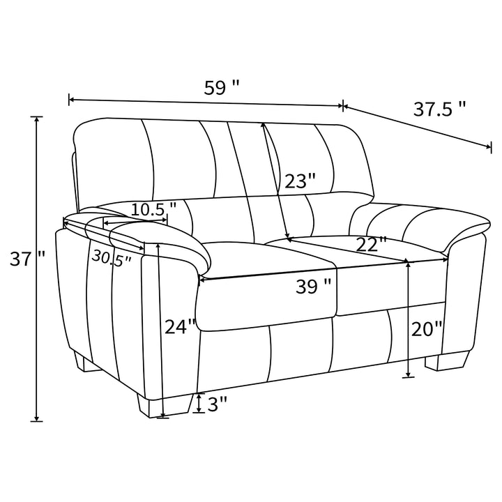 Hartsook Upholstered Pillow Top Arm Loveseat Charcoal Grey