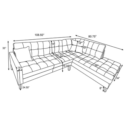 Barton Upholstered Tufted Sectional Toast and Brown