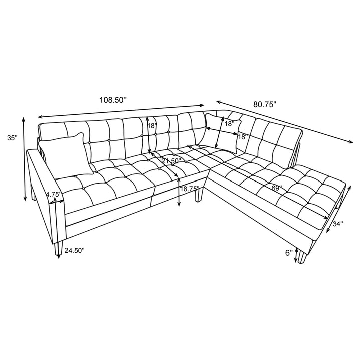 Barton Upholstered Tufted Sectional Toast and Brown