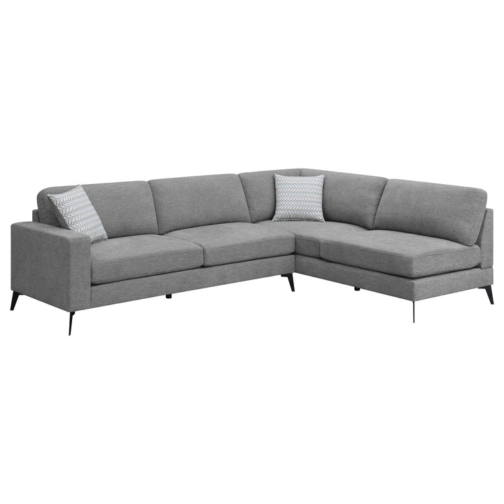 Clint Upholstered Sectional with Loose Back Grey