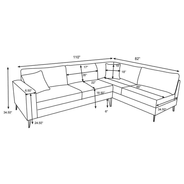 Clint Upholstered Sectional with Loose Back Grey