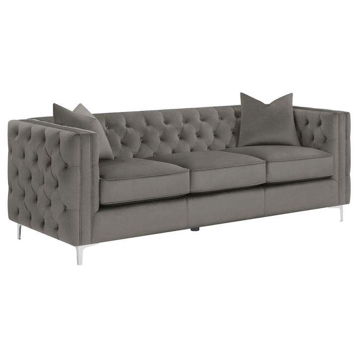 Phoebe 3-piece Tufted Tuxedo Arms Living Room Set Urban Bronze