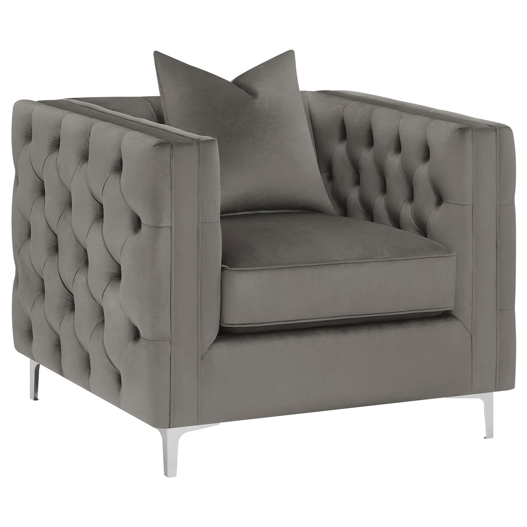 Phoebe 3-piece Tufted Tuxedo Arms Living Room Set Urban Bronze