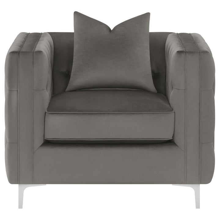 Phoebe 3-piece Tufted Tuxedo Arms Living Room Set Urban Bronze