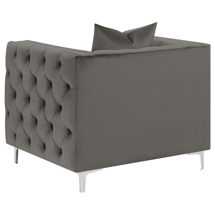 Phoebe 3-piece Tufted Tuxedo Arms Living Room Set Urban Bronze