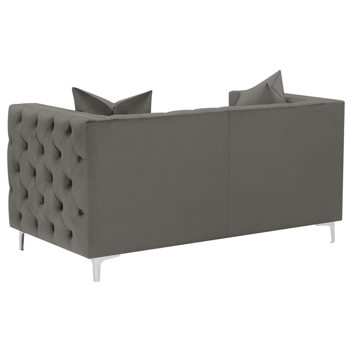 Phoebe Tufted Tuxedo Arms Loveseat Urban Bronze