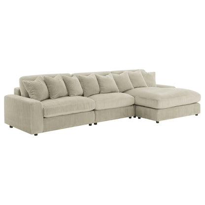 Blaine Upholstered Reversible Sectional Sofa Set with Amrless Chair Sand