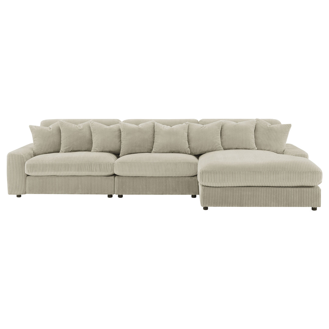 Blaine Upholstered Reversible Sectional Sofa Set with Amrless Chair Sand