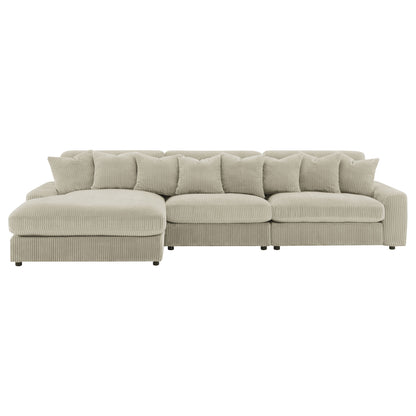 Blaine Upholstered Reversible Sectional Sofa Set with Amrless Chair Sand