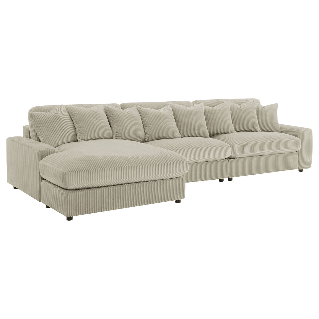 Blaine Upholstered Reversible Sectional Sofa Set with Amrless Chair Sand