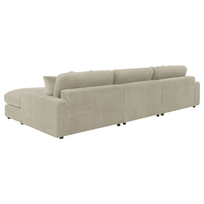 Blaine Upholstered Reversible Sectional Sofa Set with Amrless Chair Sand