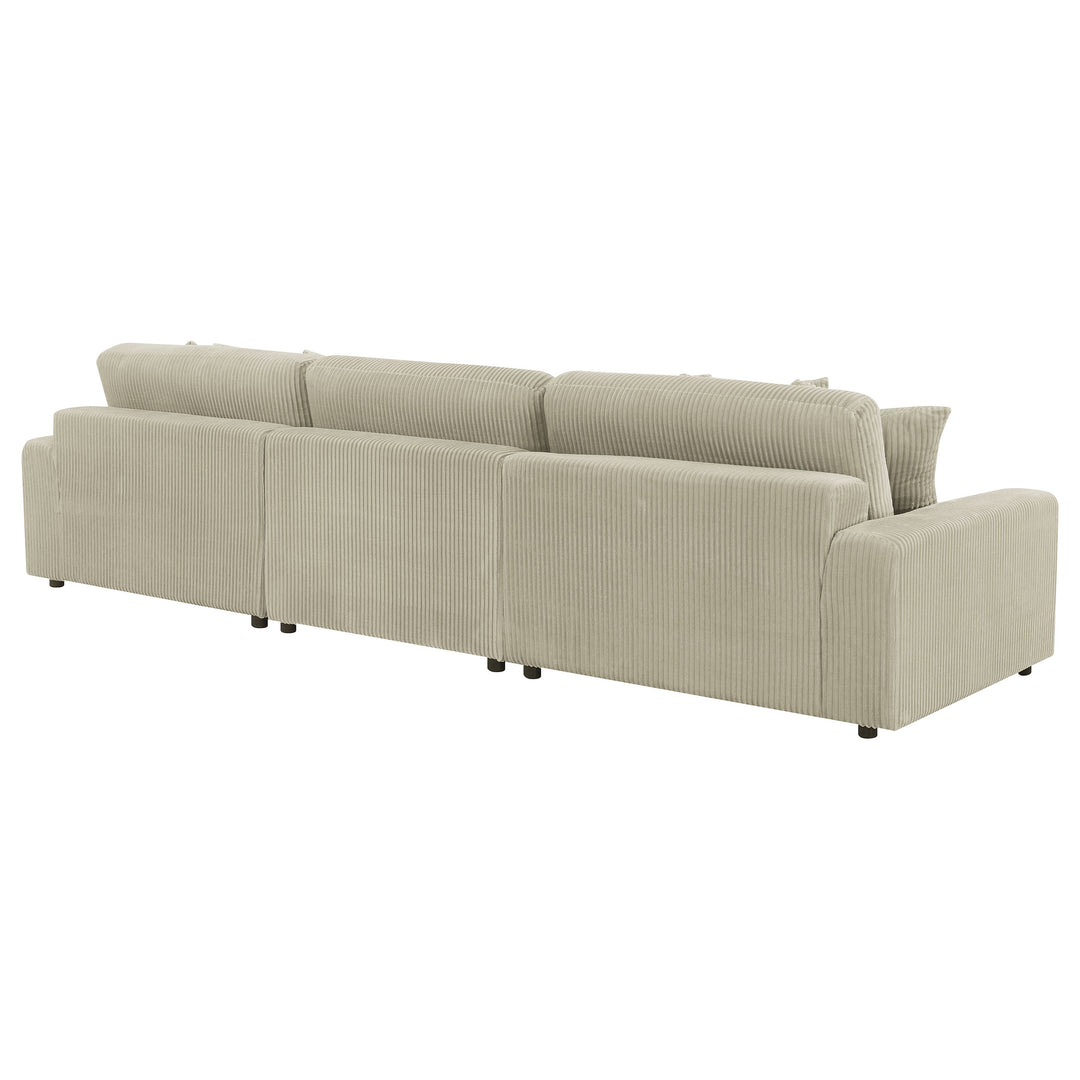 Blaine Upholstered Reversible Sectional Sofa Set with Amrless Chair Sand