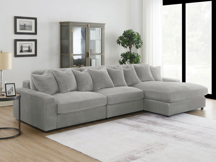 Blaine Upholstered Reversible Sectional Sofa Set with Amrless Chair Fog