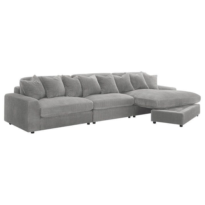 Blaine Upholstered Reversible Sectional Sofa Set with Amrless Chair Fog