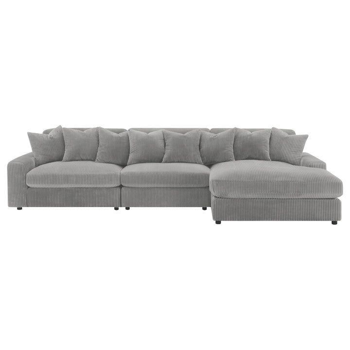 Blaine Upholstered Reversible Sectional Sofa Set with Amrless Chair Fog