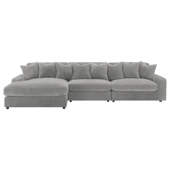 Blaine Upholstered Reversible Sectional Sofa Set with Amrless Chair Fog