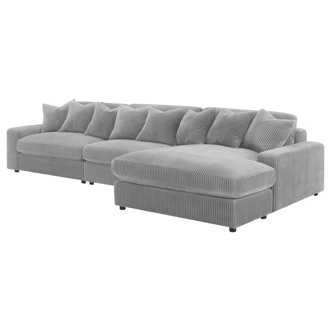 Blaine Upholstered Reversible Sectional Sofa Set with Amrless Chair Fog