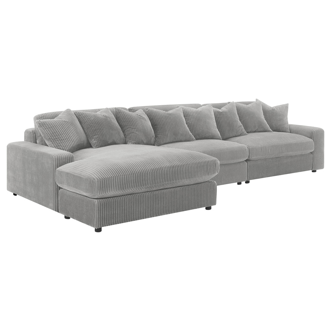 Blaine Upholstered Reversible Sectional Sofa Set with Amrless Chair Fog