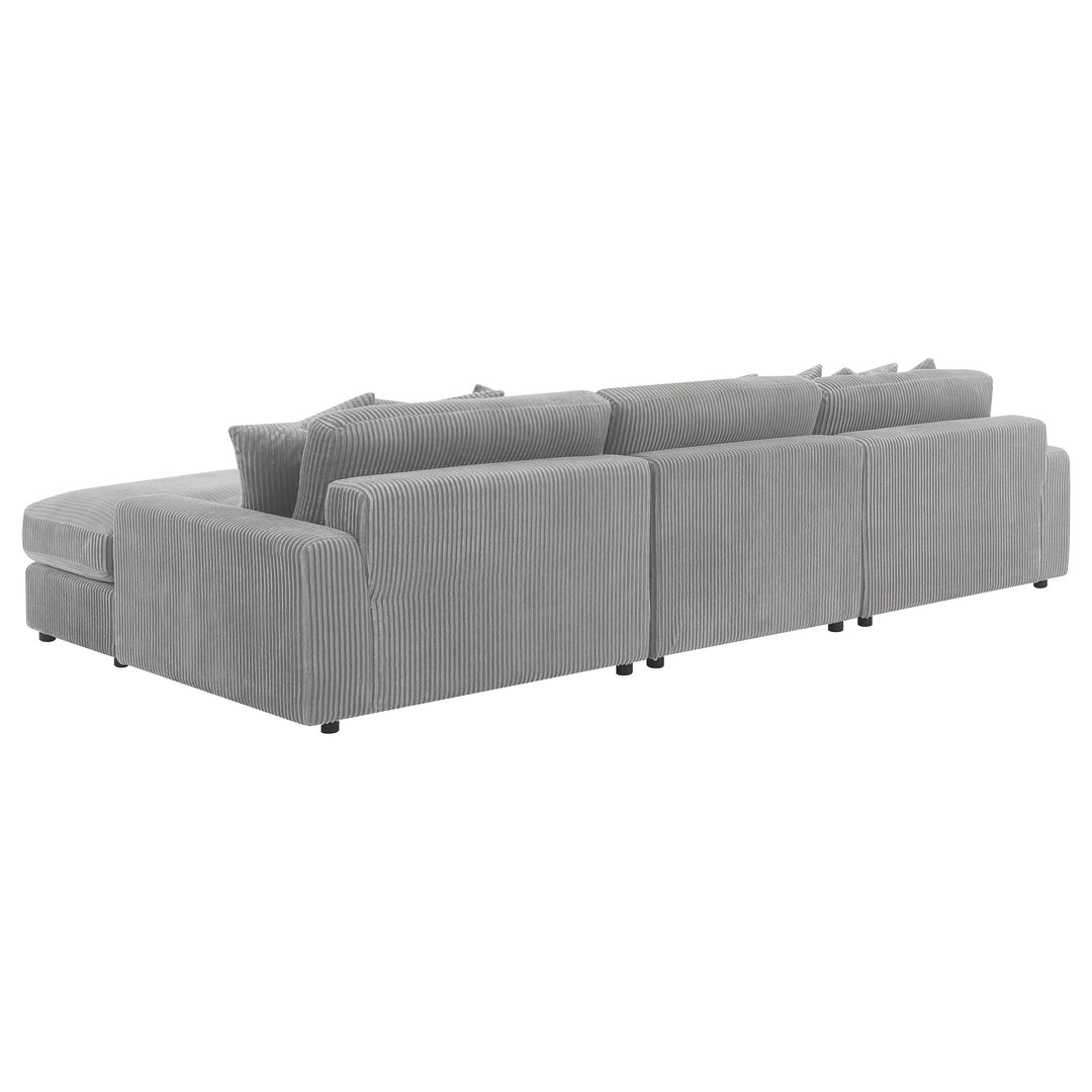 Blaine Upholstered Reversible Sectional Sofa Set with Amrless Chair Fog