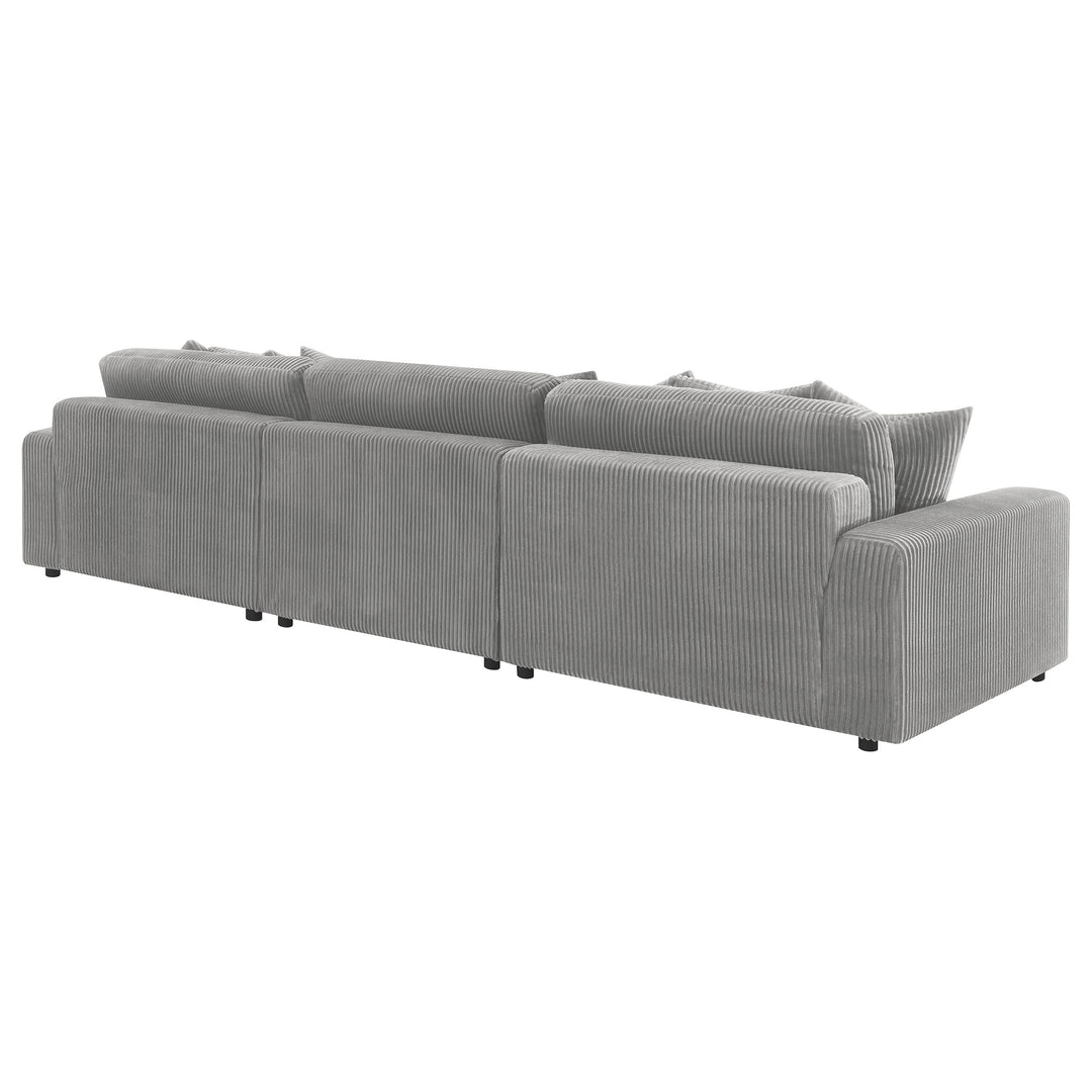 Blaine Upholstered Reversible Sectional Sofa Set with Amrless Chair Fog