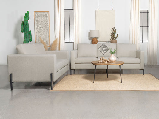 Tilly 2-piece Upholstered Track Arms Sofa Set Oatmeal