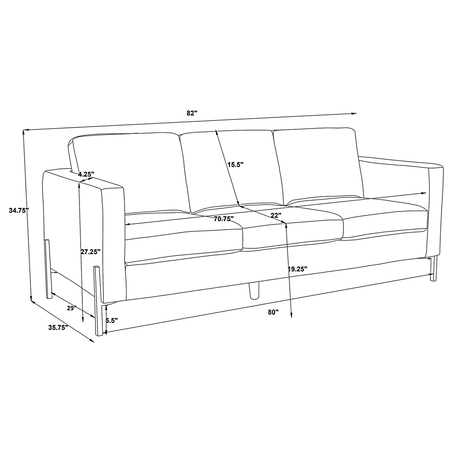 Tilly Upholstered Track Arms Sofa Oatmeal