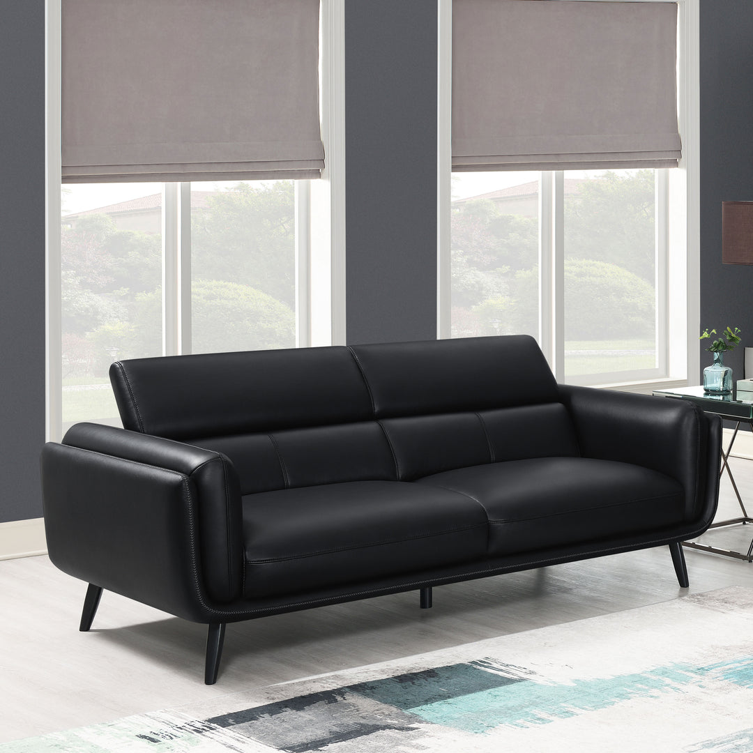 Shania Track Arms Sofa with Tapered Legs Black