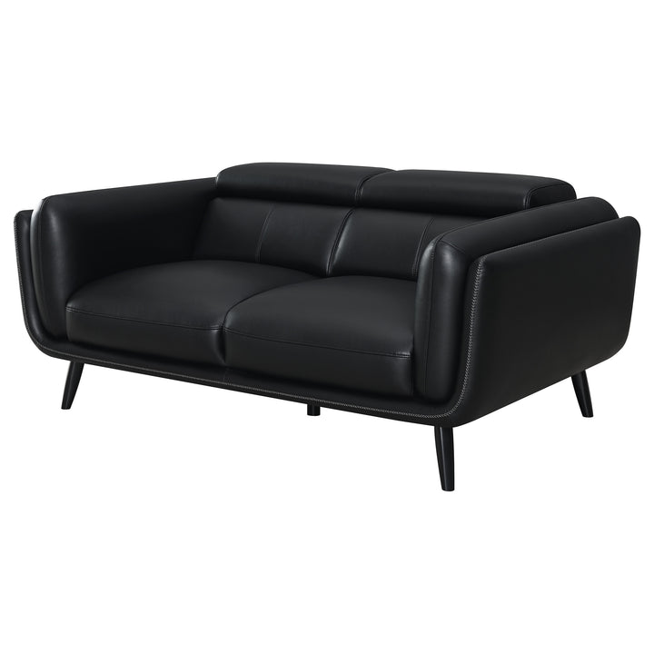 Shania Track Arms Loveseat with Tapered Legs Black