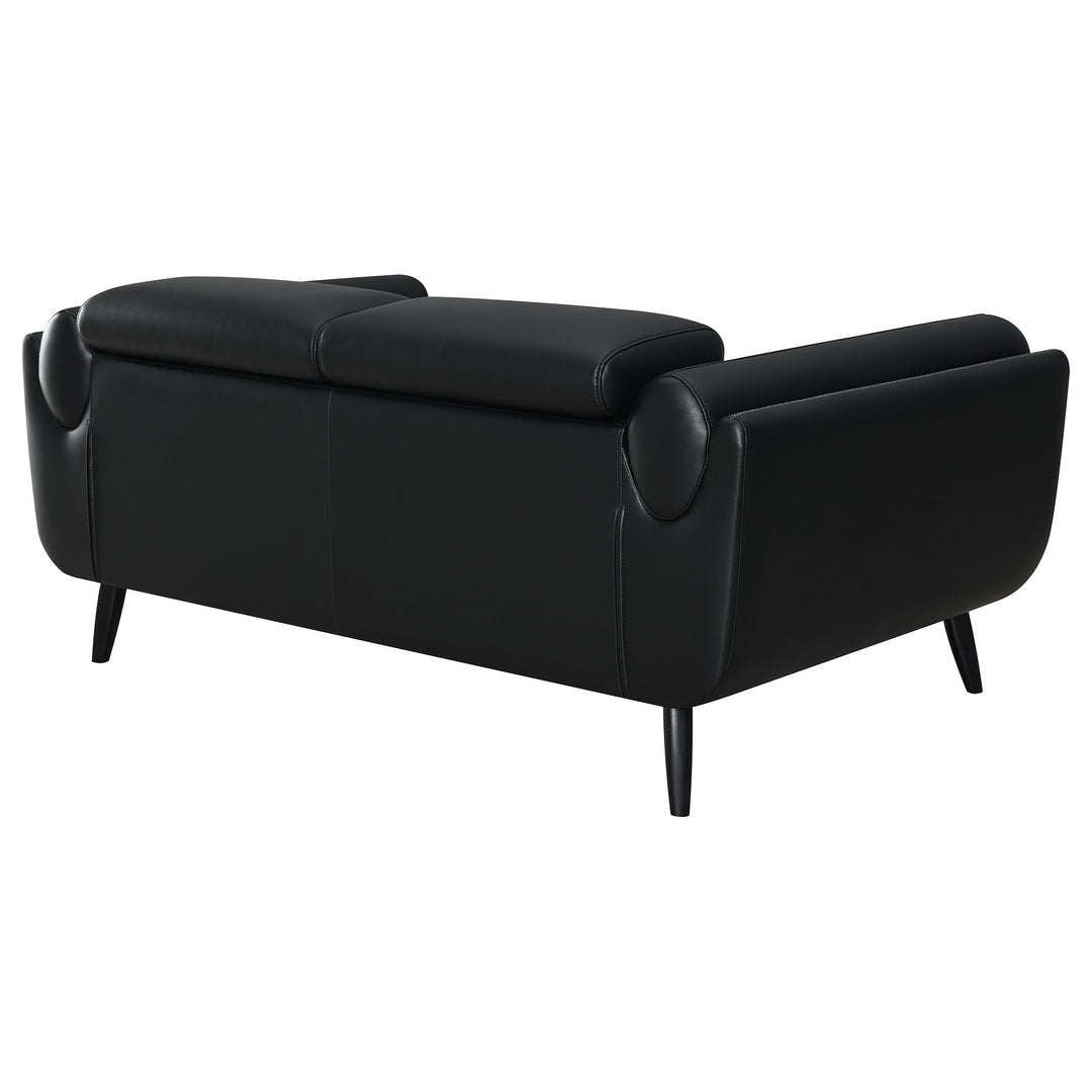 Shania Track Arms Loveseat with Tapered Legs Black