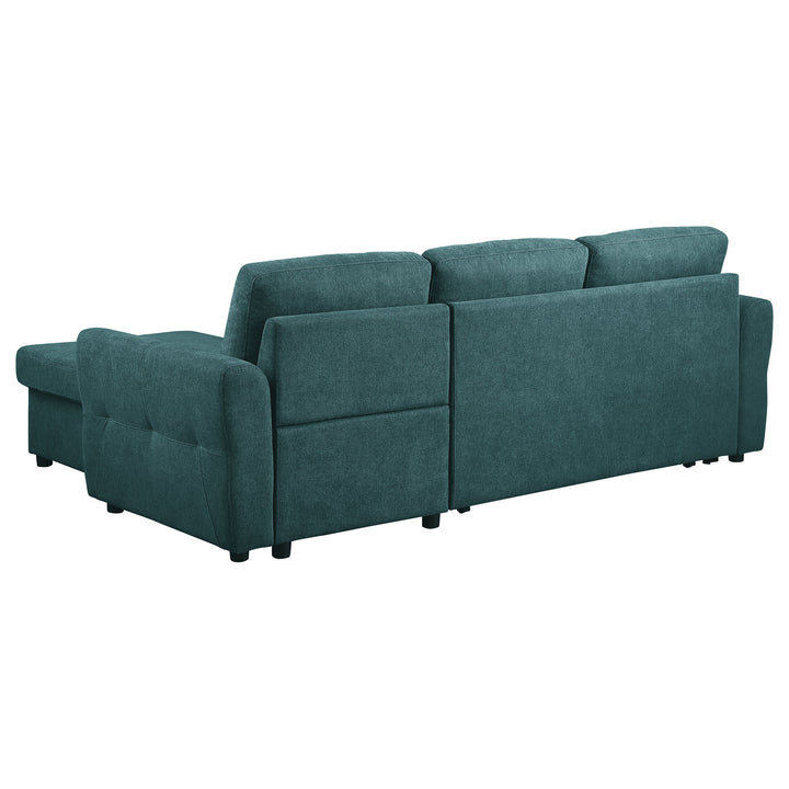 Samantha Upholstered Sleeper Sofa Sectional with Storage Chaise Teal Blue