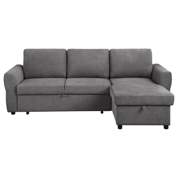 Samantha Upholstered Sleeper Sofa Sectional with Storage Chaise Grey