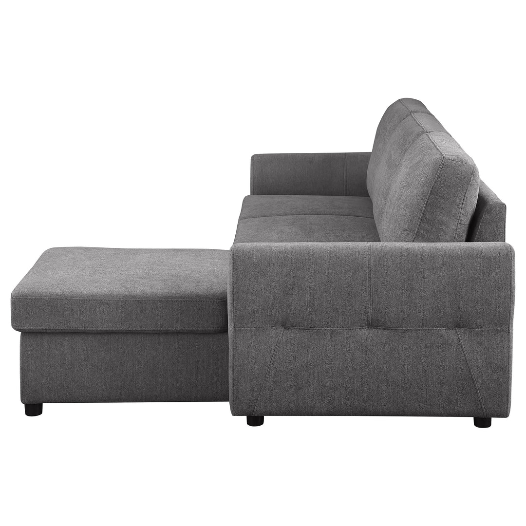 Samantha Upholstered Sleeper Sofa Sectional with Storage Chaise Grey