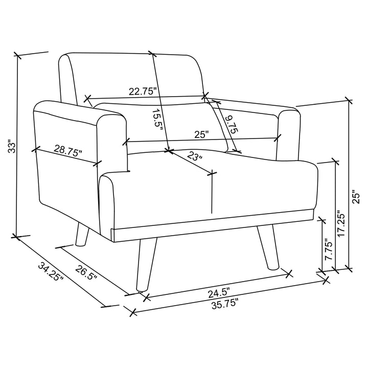 Blake 3-piece Upholstered Living Room Set with Track Arms Sharkskin and Dark Brown