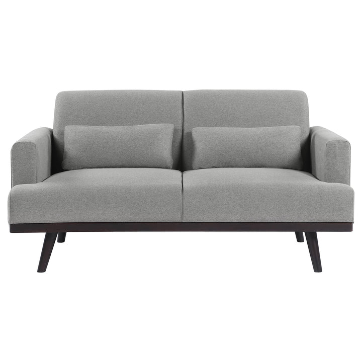 Blake Upholstered Loveseat with Track Arms Sharkskin and Dark Brown