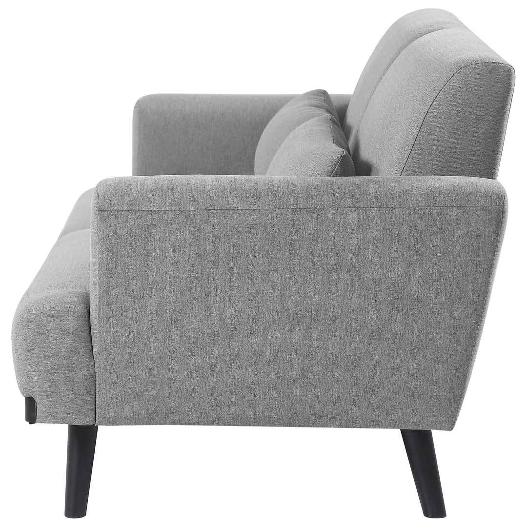 Blake Upholstered Loveseat with Track Arms Sharkskin and Dark Brown