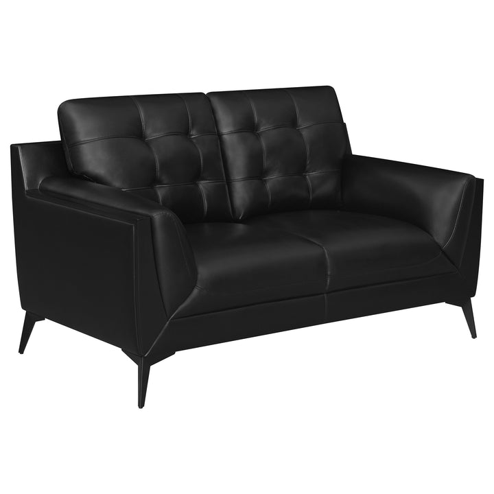 Moira Upholstered Tufted Living Room Set with Track Arms Black