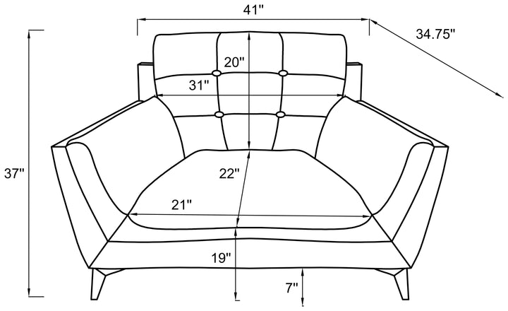 Moira Upholstered Tufted Living Room Set with Track Arms Black