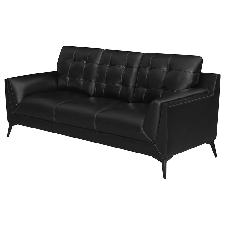 Moira Upholstered Tufted Sofa with Track Arms Black