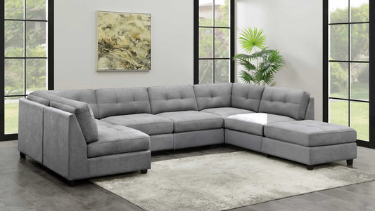 Claude 7-piece Upholstered Modular Tufted Sectional Dove