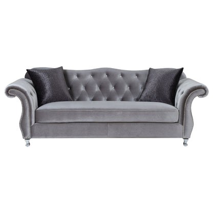 Frostine Button Tufted Sofa Silver