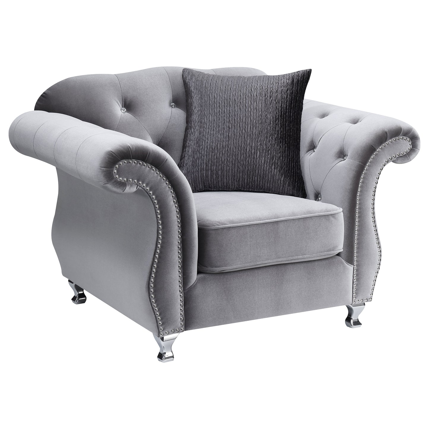 Frostine Button Tufted Chair Silver